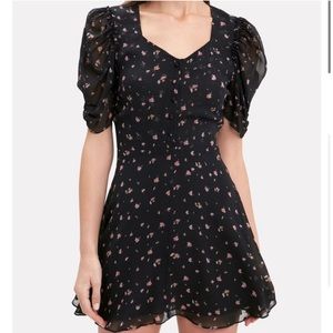 LoveShackFancy Cora Dress - Black / Pink Flowers